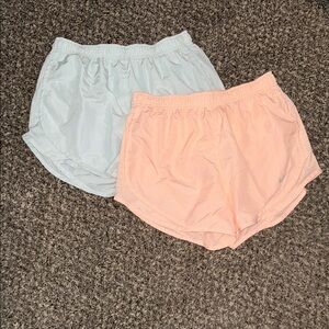 Nike Women's Athletic Shorts - Soft Blue and Coral